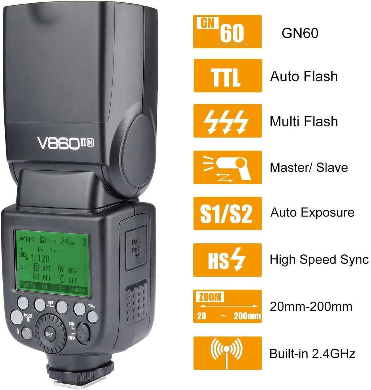 Godox V860II TTL Li-ion Flash | GN60, E-TTL, VB-18 Battery, HSS 1/8000s, 1 Year Warranty