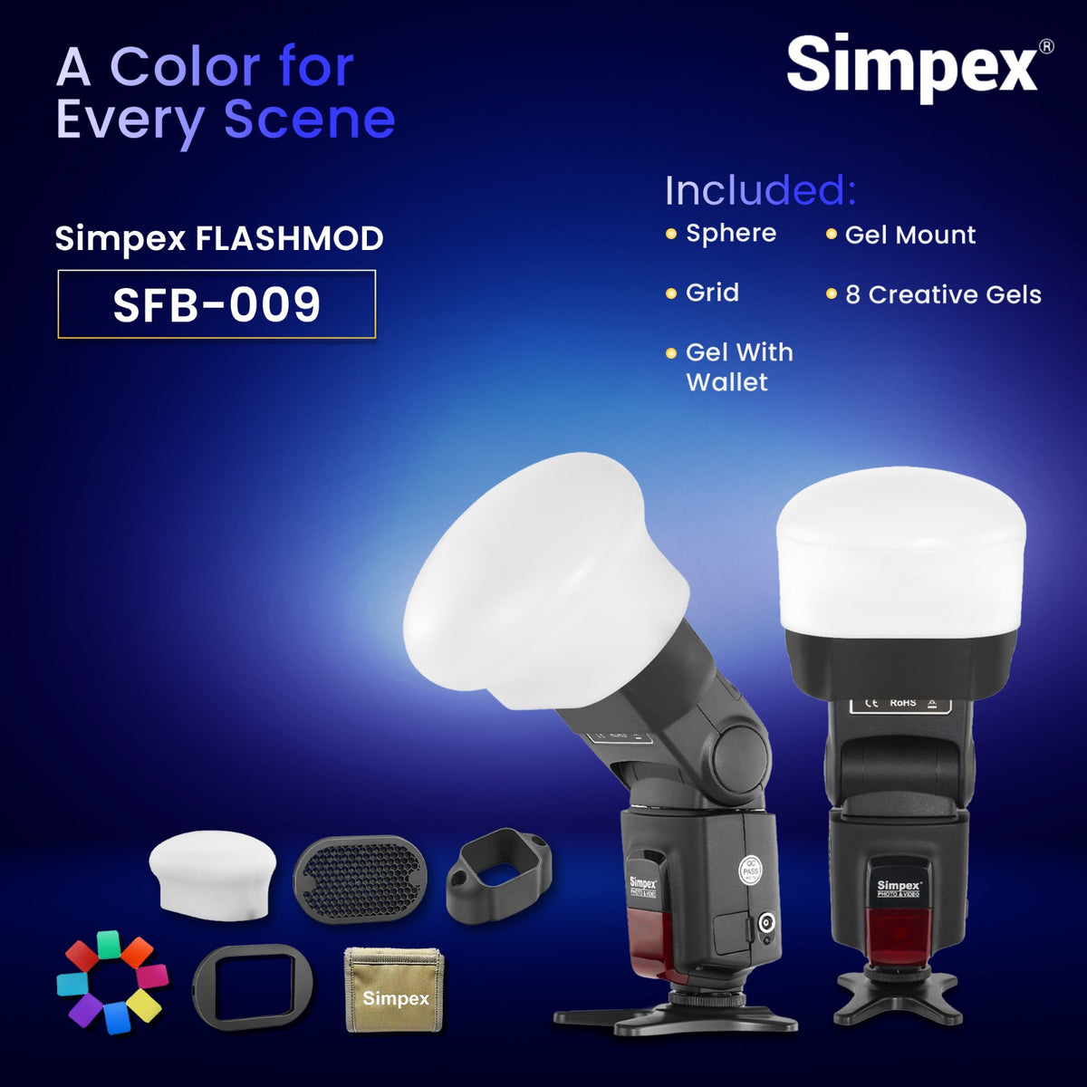 Simpex SFB-009 Flashmod Professional Speedlite Flash Kit | Universal Hot Shoe for DSLR Mirrorless Photography