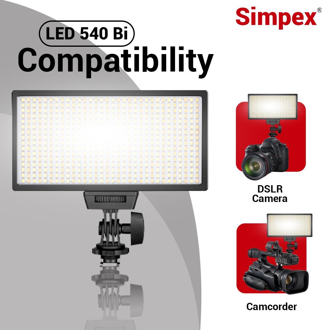 Simpex LED-540 Bi-Colour Video Light | with NP-F770 USB Charging Battery for Photography