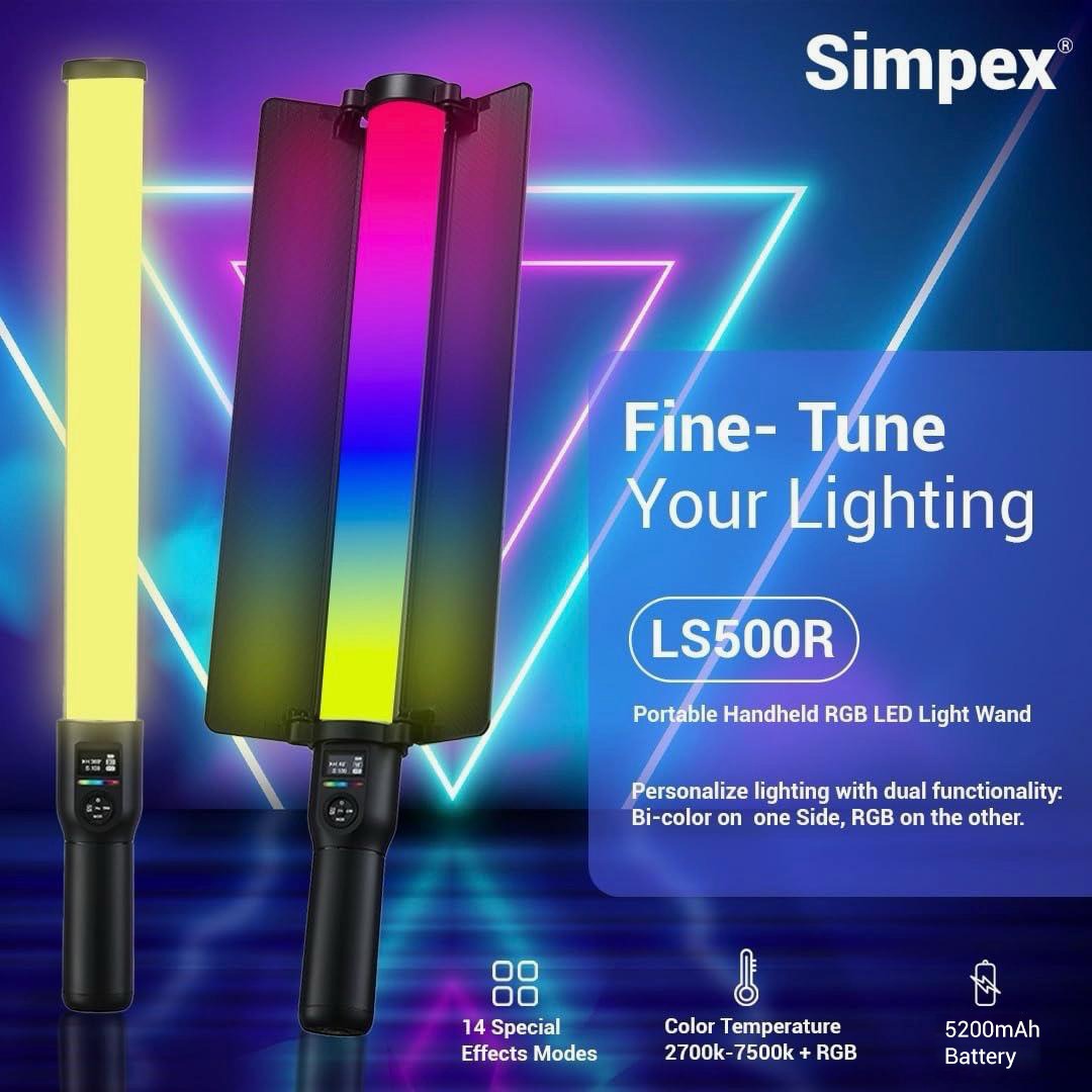Simpex LS-500R Handheld RGB Stick Light | Full RGB Bi-Colour for Creative Photography Videography
