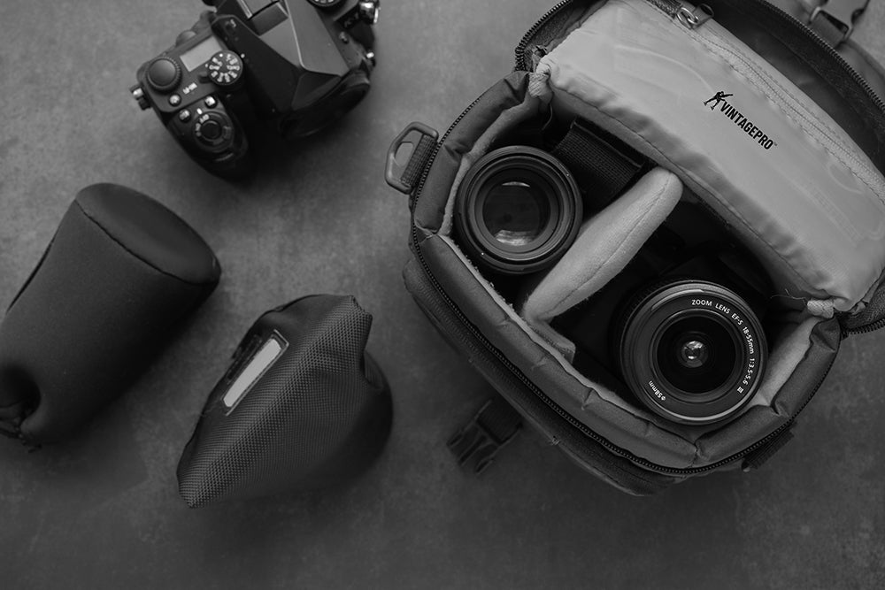 DSLR camera with Vintagepro camera bags