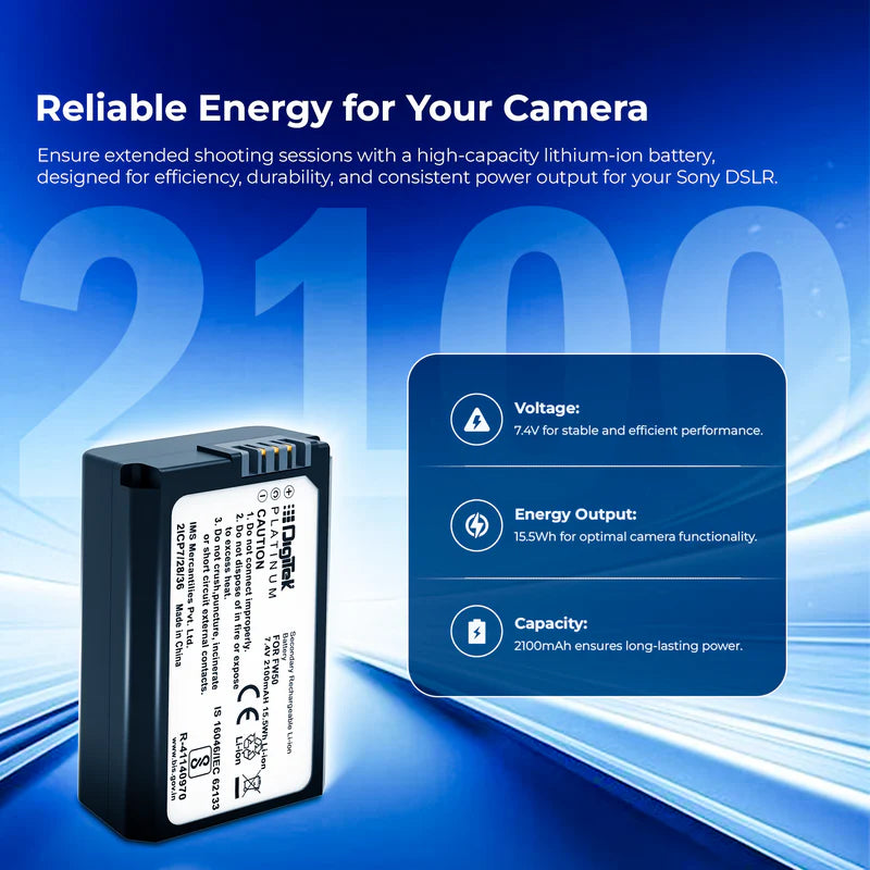 Digitek Platinum FW-50 Rechargeable Li-ion Battery for Sony Mirrorless DSLR Cameras