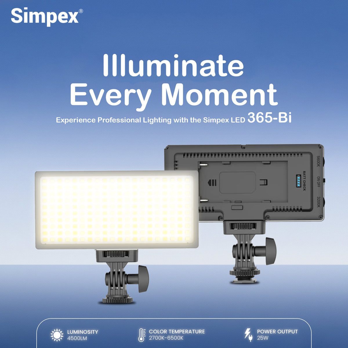 Simpex LED-365 Ultra Slim On-Camera Pocket LED | Hot Shoe Mount for DSLR Mirrorless Photography