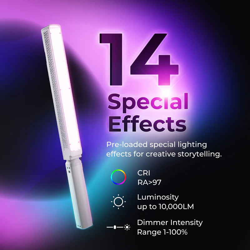 Digitek DSL-1000 RGB 100W Portable Handheld LED Stick Light Wand | 10000LM, CRI 97+, 20800mAh, 0-360 HSI, Professional Video Light