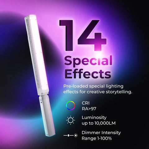 Digitek DSL-1000 RGB 100W Portable Handheld LED Stick Light Wand | 10000LM, CRI 97+, 20800mAh, 0-360 HSI, Professional Video Light