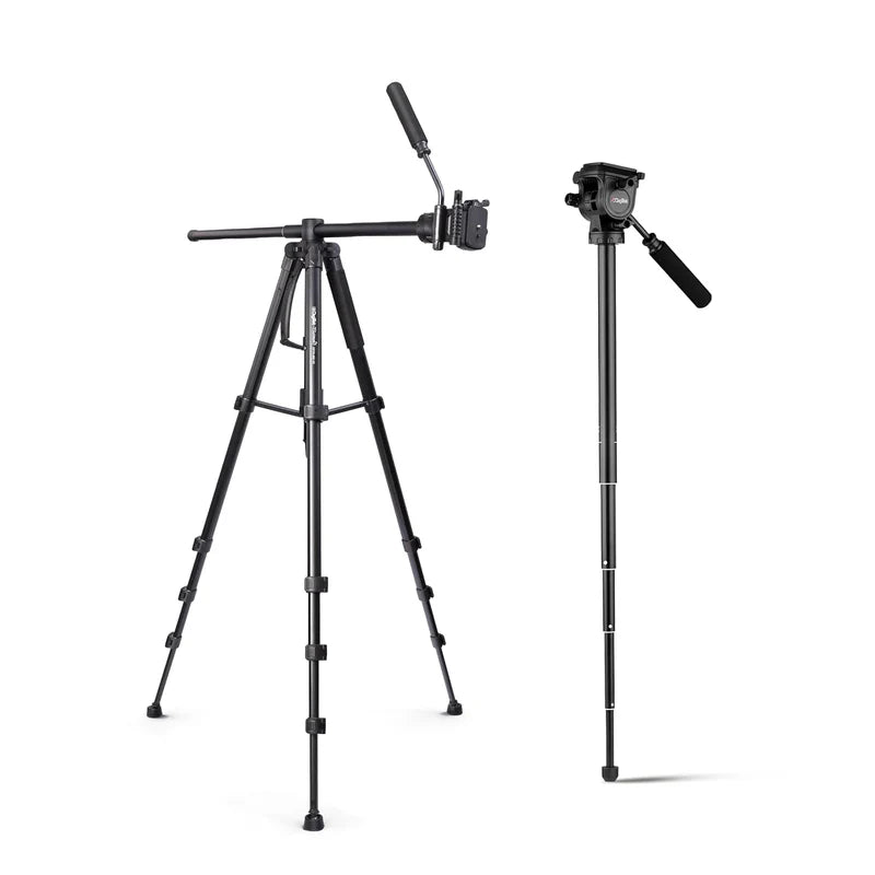 Digitek DPTR-895 VD 195cm Professional Tripod Cum Monopod | 5kg Load, 5-Section, Pan Head, Low Level Shooting for DSLR DV Camera