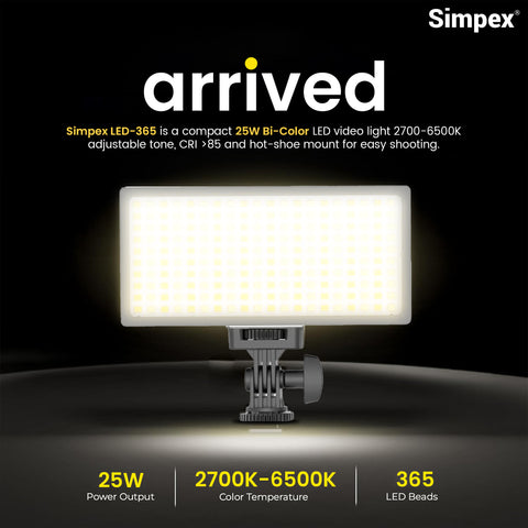 Simpex LED-365 Ultra Slim On-Camera Pocket LED | Hot Shoe Mount for DSLR Mirrorless Photography