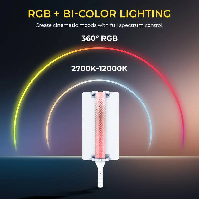 Digitek DSL-25W RGB Stick Light Portable Handheld LED Light Wand | 39 Effects, Barn Door, 2700K-12000K, Remote Control, Carry Bag