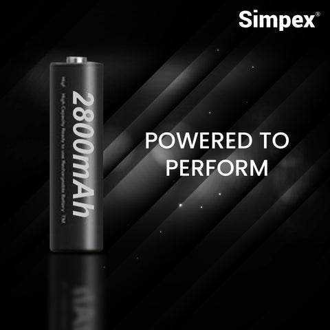Simpex AA 2800mAh NiMH Rechargeable Batteries | High Capacity for Camera Flash Speedlite Wireless Trigger