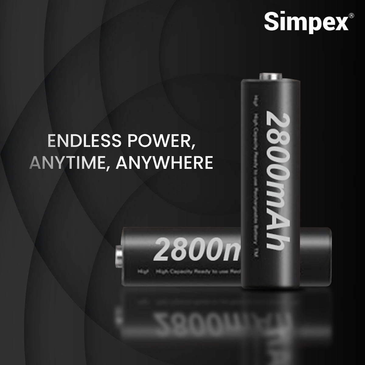 Simpex AA 2800mAh NiMH Rechargeable Batteries | High Capacity for Camera Flash Speedlite Wireless Trigger