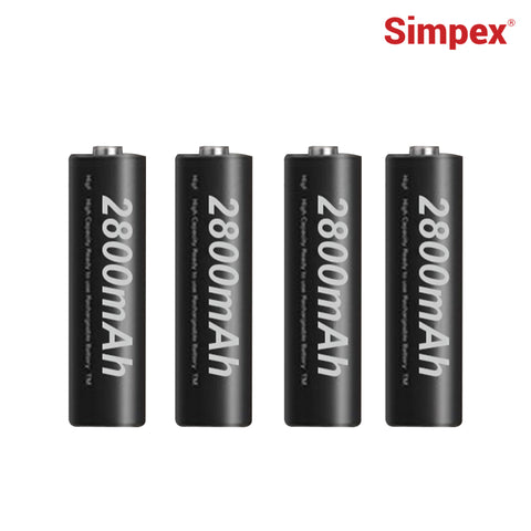 Simpex AA 2800mAh NiMH Rechargeable Batteries | High Capacity for Camera Flash Speedlite Wireless Trigger