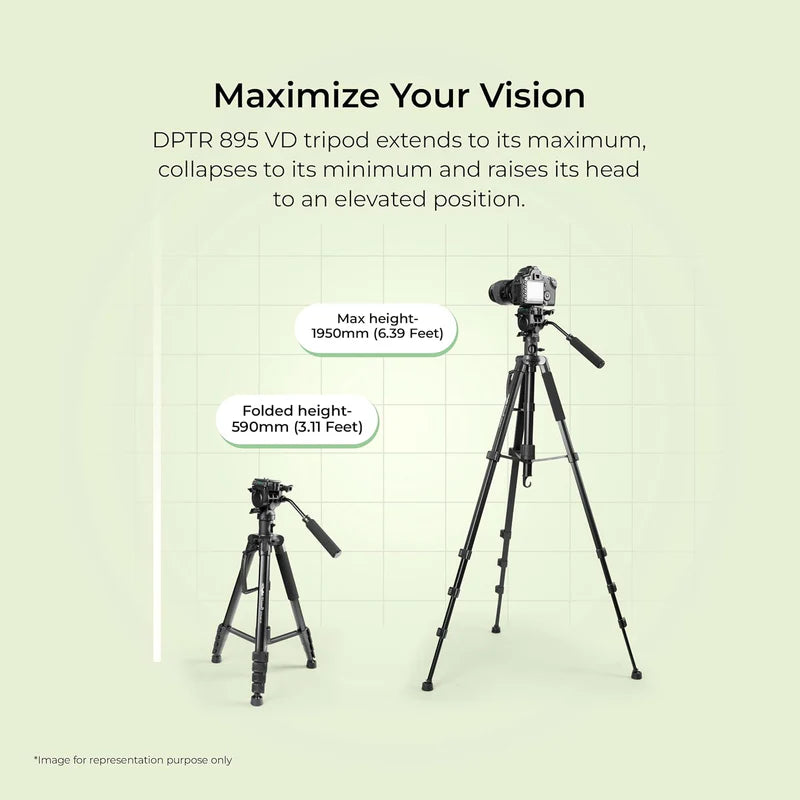 Digitek DPTR-895 VD 195cm Professional Tripod Cum Monopod | 5kg Load, 5-Section, Pan Head, Low Level Shooting for DSLR DV Camera