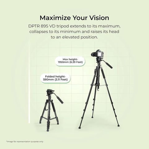 Digitek DPTR-895 VD 195cm Professional Tripod Cum Monopod | 5kg Load, 5-Section, Pan Head, Low Level Shooting for DSLR DV Camera