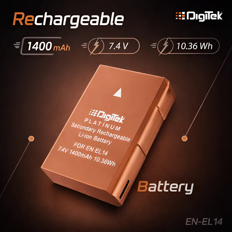 Digitek ENEL14 Platinum 1400mAh Rechargeable Li-ion Battery for Nikon DSLR Cameras