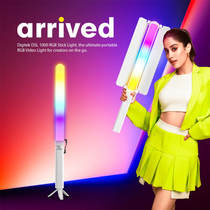 Digitek DSL-1000 RGB 100W Portable Handheld LED Stick Light Wand | 10000LM, CRI 97+, 20800mAh, 0-360 HSI, Professional Video Light
