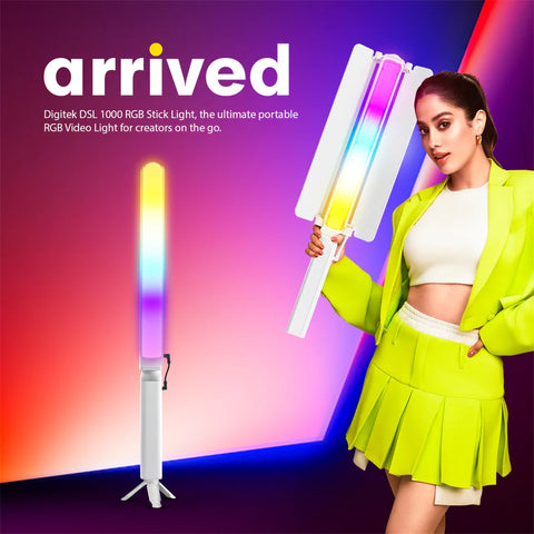 Digitek DSL-1000 RGB 100W Portable Handheld LED Stick Light Wand | 10000LM, CRI 97+, 20800mAh, 0-360 HSI, Professional Video Light