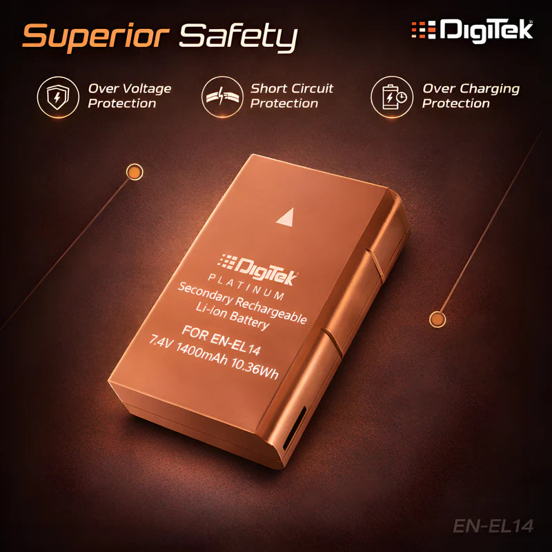 Digitek ENEL14 Platinum 1400mAh Rechargeable Li-ion Battery for Nikon DSLR Cameras