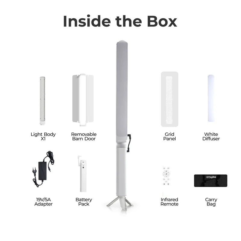 Digitek DSL-1000 RGB 100W Portable Handheld LED Stick Light Wand | 10000LM, CRI 97+, 20800mAh, 0-360 HSI, Professional Video Light