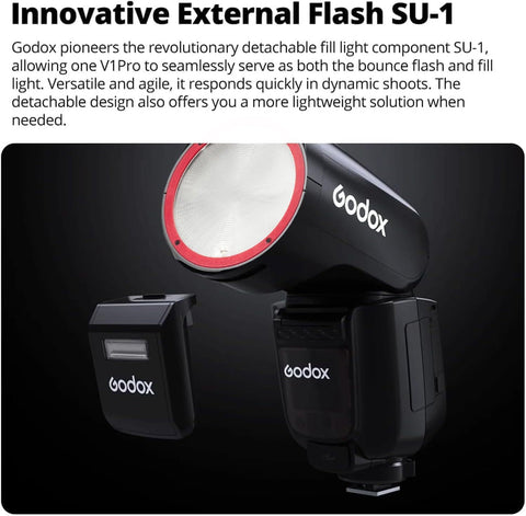 Godox V1 Pro TTL Round Head Flash | 100Ws, OLED Display, SU-1 Sub-Flash, HSS 1/8000s, 2 Year Warranty
