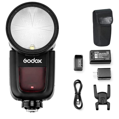 Godox V1 TTL Round Head Flash | 76Ws, Li-ion Battery, AK-R1 Compatible, HSS 1/8000s, 2 Year Warranty