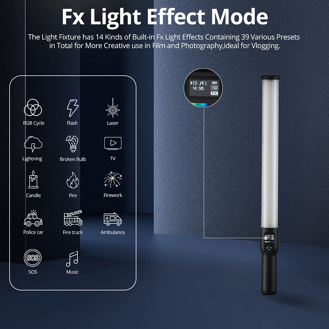 Godox LC500R RGB LED Light Stick | 23W, 2500K-8500K, CRI96/TLCI98, 14 FX Effects, Music Mode, 2 Year Warranty