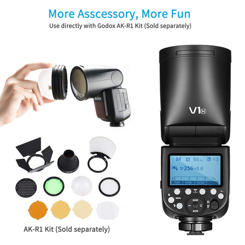 Godox V1 TTL Round Head Flash | 76Ws, Li-ion Battery, AK-R1 Compatible, HSS 1/8000s, 2 Year Warranty