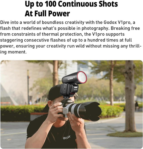 Godox V1 Pro TTL Round Head Flash | 100Ws, OLED Display, SU-1 Sub-Flash, HSS 1/8000s, 2 Year Warranty
