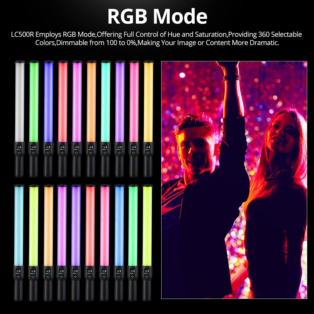 Godox LC500R RGB LED Light Stick | 23W, 2500K-8500K, CRI96/TLCI98, 14 FX Effects, Music Mode, 2 Year Warranty