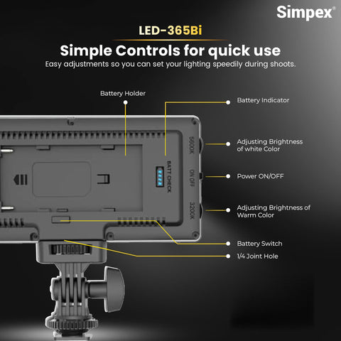Simpex LED-365 Ultra Slim On-Camera Pocket LED | Hot Shoe Mount for DSLR Mirrorless Photography