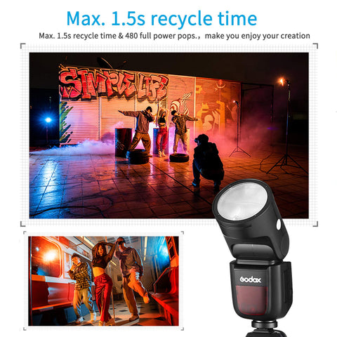 Godox V1 TTL Round Head Flash | 76Ws, Li-ion Battery, AK-R1 Compatible, HSS 1/8000s, 2 Year Warranty