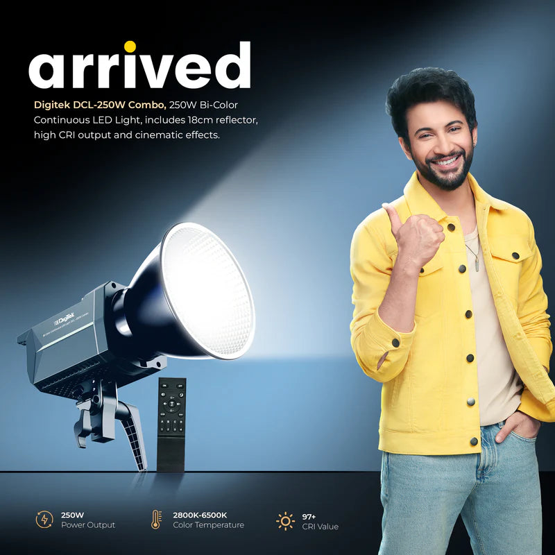 Digitek DCL-250W Combo 250W Bi-Colour Continuous LED Light | 9 FX Modes, Bowens Mount, Reflector for Professional Studio Photography