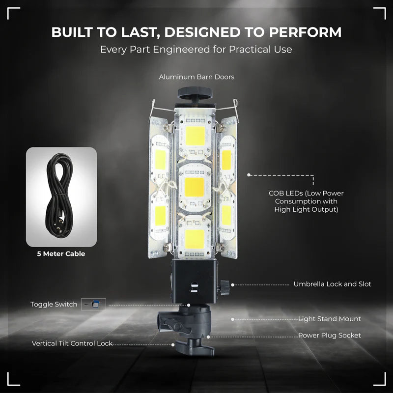 Digitek DPL-700 Porta Light with 7 COB LED Warm White | Portable Studio Light for Photography, Video Shoots, Events