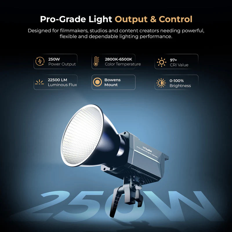 Digitek DCL-250W Combo 250W Bi-Colour Continuous LED Light | 9 FX Modes, Bowens Mount, Reflector for Professional Studio Photography