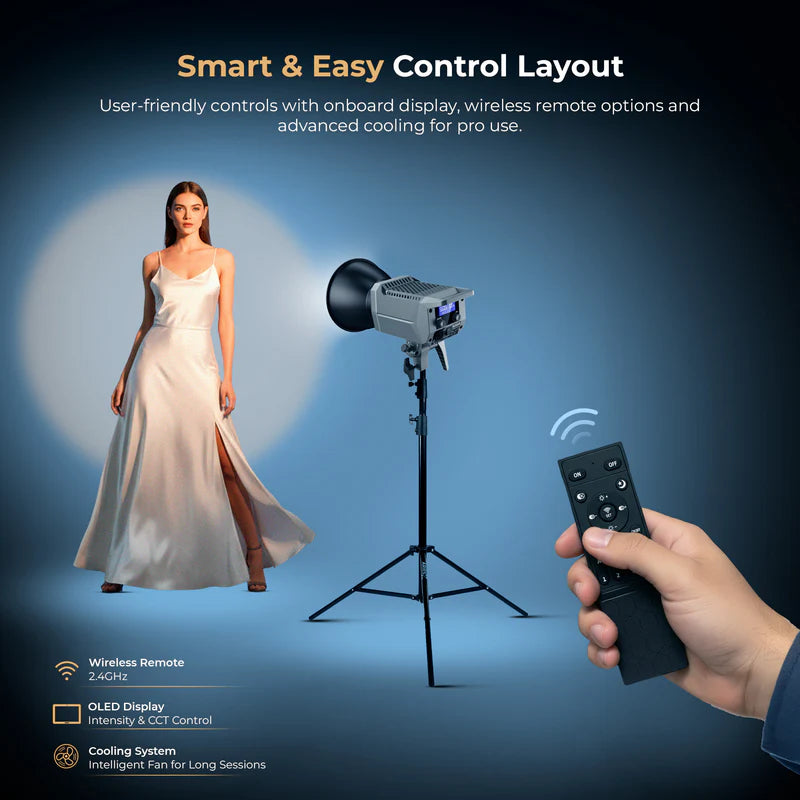 Digitek DCL-250W Combo 250W Bi-Colour Continuous LED Light | 9 FX Modes, Bowens Mount, Reflector for Professional Studio Photography