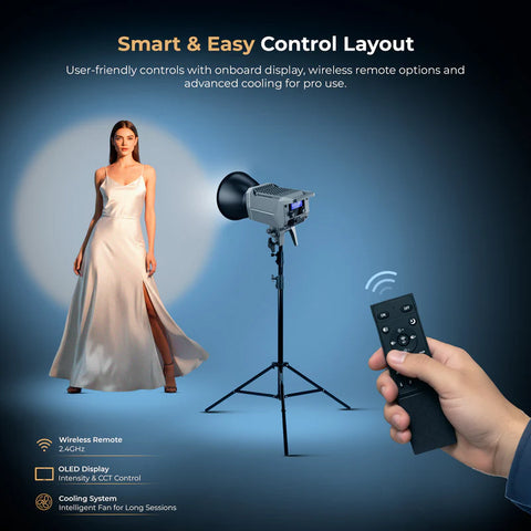 Digitek DCL-250W Combo 250W Bi-Colour Continuous LED Light | 9 FX Modes, Bowens Mount, Reflector for Professional Studio Photography