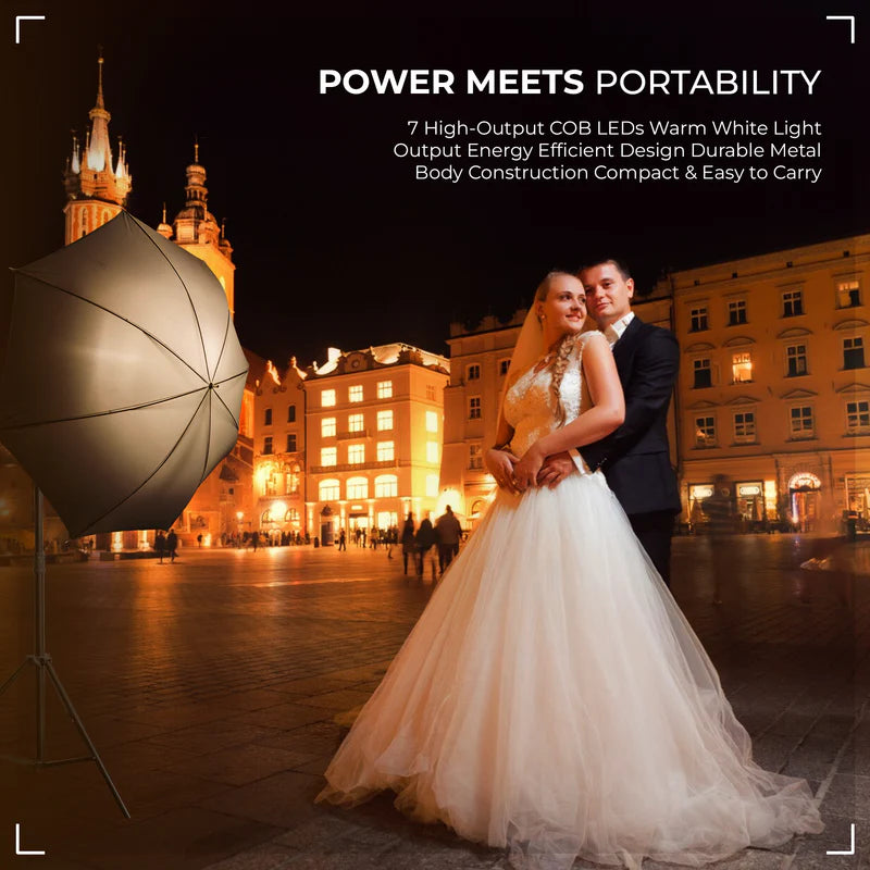 Digitek DPL-700 Porta Light with 7 COB LED Warm White | Portable Studio Light for Photography, Video Shoots, Events