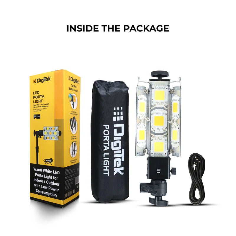 Digitek DPL-700 Porta Light with 7 COB LED Warm White | Portable Studio Light for Photography, Video Shoots, Events