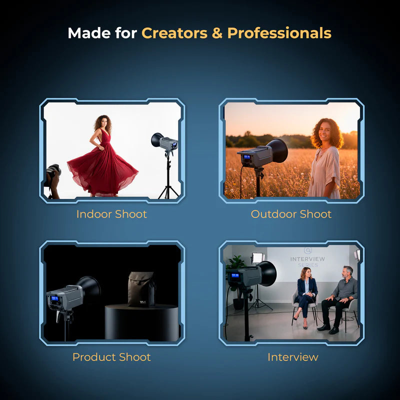 Digitek DCL-250W Combo 250W Bi-Colour Continuous LED Light | 9 FX Modes, Bowens Mount, Reflector for Professional Studio Photography