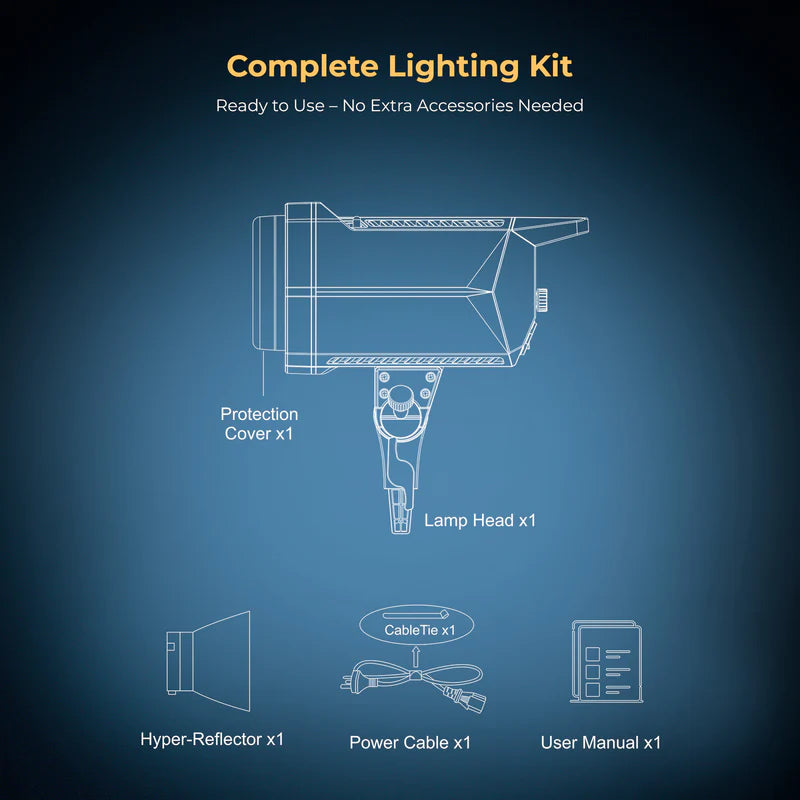 Digitek DCL-250W Combo 250W Bi-Colour Continuous LED Light | 9 FX Modes, Bowens Mount, Reflector for Professional Studio Photography