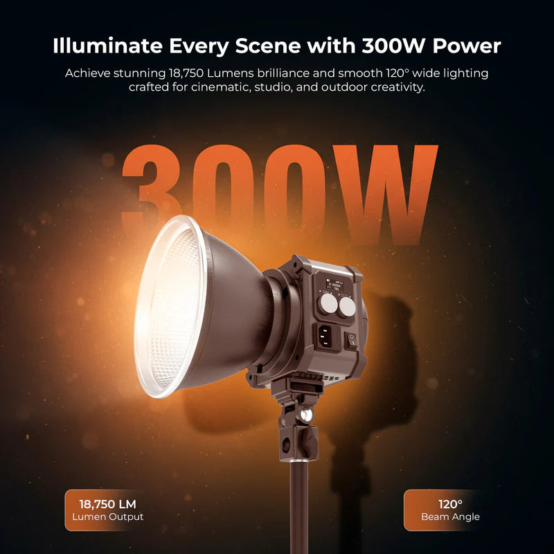 Digitek DCL-400W Combo 300W Bi-Colour COB LED Continuous Light | 18750LM, 2700K-6500K, Bowens, Reflector for Studio Shoots