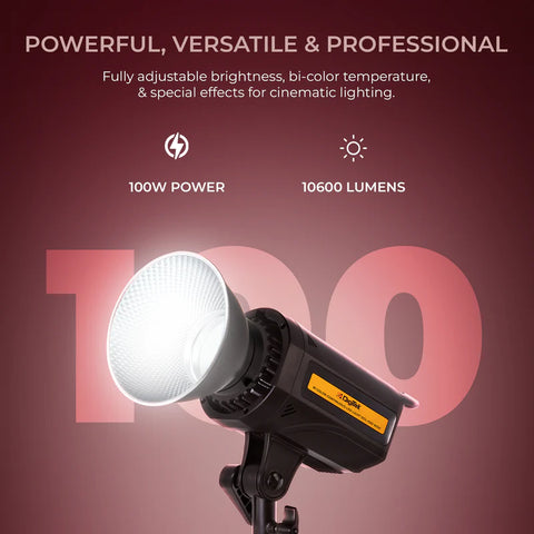 Digitek DCL-100 WDC 100W Bi-Colour Continuous LED Light with Reflector | 10600LM, AC/DC Power, 8 FX Modes, 2700K-6500K