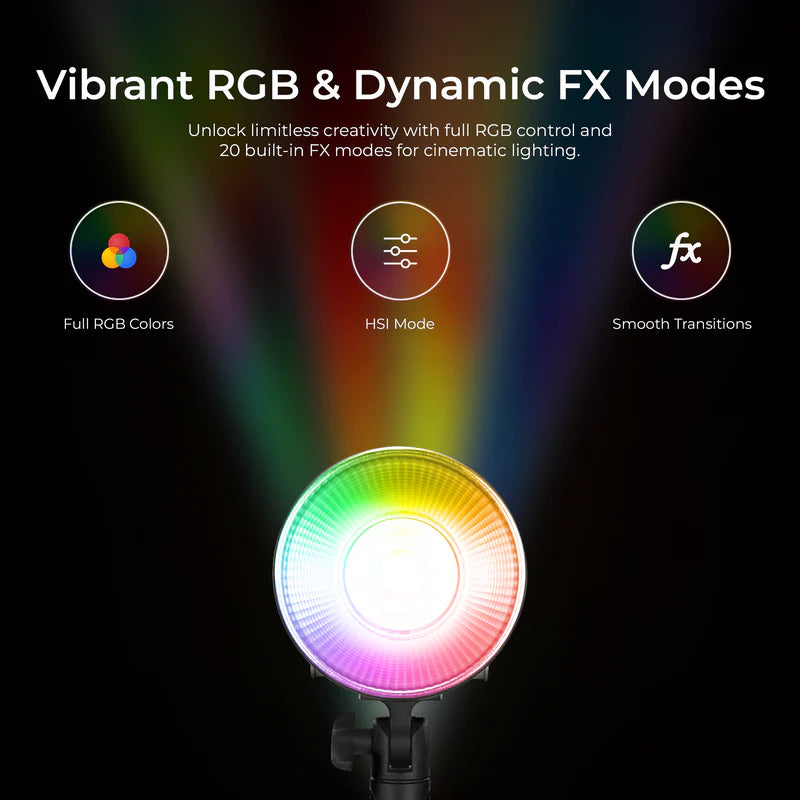 Digitek DCL-100 WBC RGB 100W LED Video Light | Mini Bowens, 13000LM, CRI 97+, 4500mAh Battery, 20 FX, APP Control