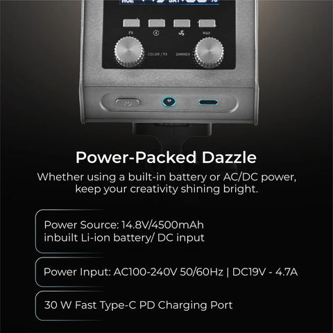 Digitek DCL-100 WBC 100W Bi-Colour Continuous LED Light | 13000LM, CRI 97+, Mini Bowens, 20 FX, APP Control, 4500mAh Battery