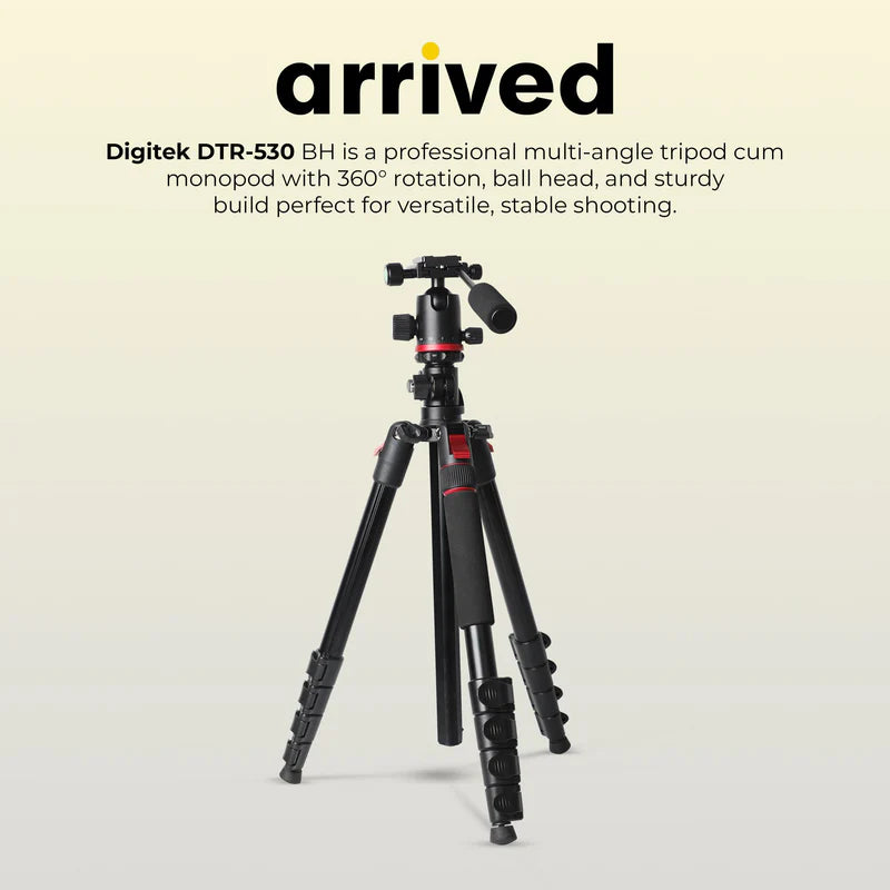 Digitek DTR-530 BH Multi-Angle DV Tripod Cum Monopod | Ball Head, Quick Release, Aluminium Alloy for DSLR Camera Videography