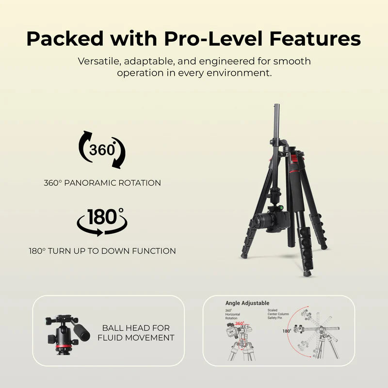 Digitek DTR-530 BH Multi-Angle DV Tripod Cum Monopod | Ball Head, Quick Release, Aluminium Alloy for DSLR Camera Videography
