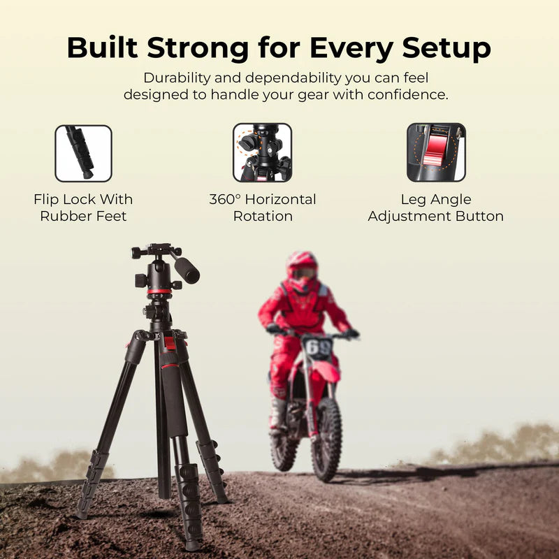 Digitek DTR-530 BH Multi-Angle DV Tripod Cum Monopod | Ball Head, Quick Release, Aluminium Alloy for DSLR Camera Videography