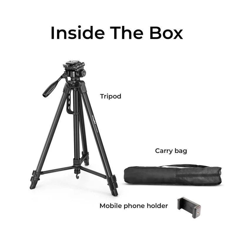 Digitek DTR-550 LW 67 Inch Foldable Tripod | 360° Ball Head, 5kg Load, Phone Holder, Aluminium Alloy, Carry Bag for DSLR Camera