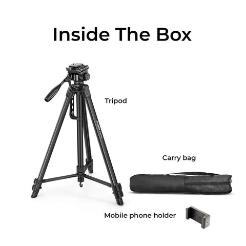 Digitek DTR-550 LW 67 Inch Foldable Tripod | 360° Ball Head, 5kg Load, Phone Holder, Aluminium Alloy, Carry Bag for DSLR Camera