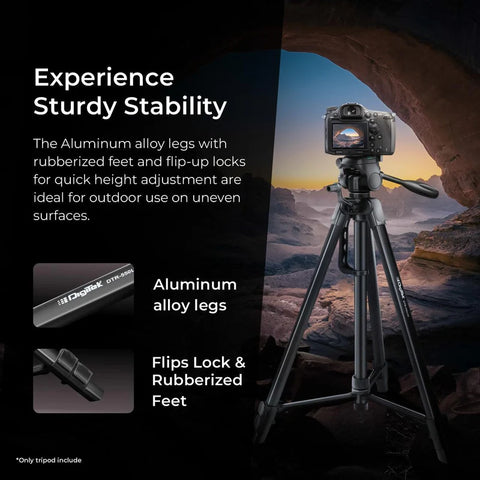 Digitek DTR-550 LW 67 Inch Foldable Tripod | 360° Ball Head, 5kg Load, Phone Holder, Aluminium Alloy, Carry Bag for DSLR Camera