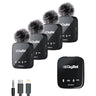 Digitek DWM-111 4-Channel Wireless Microphone System | 4-in-1, 2.4GHz, 50M Range, 360° Sound, 11Hr Battery, DSP Noise Reduction for DSLR, Podcast